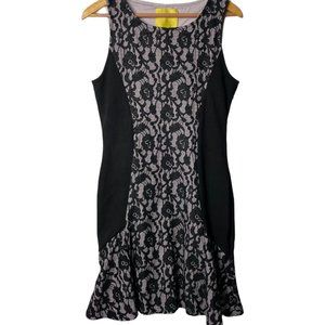 MAEVE / Anthro Black and Lace Stretch Dress, Large